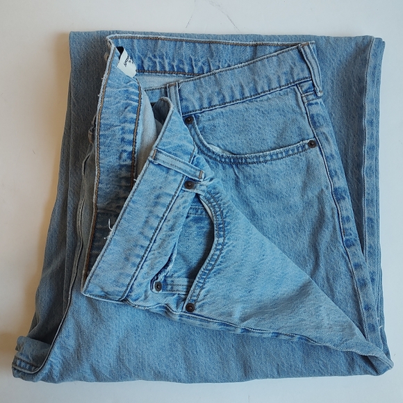 Abercrombie & Fitch The High Rise Wide Leg Jeans Raw Hem Women's Blue 35 L NWOT - Picture 8 of 16